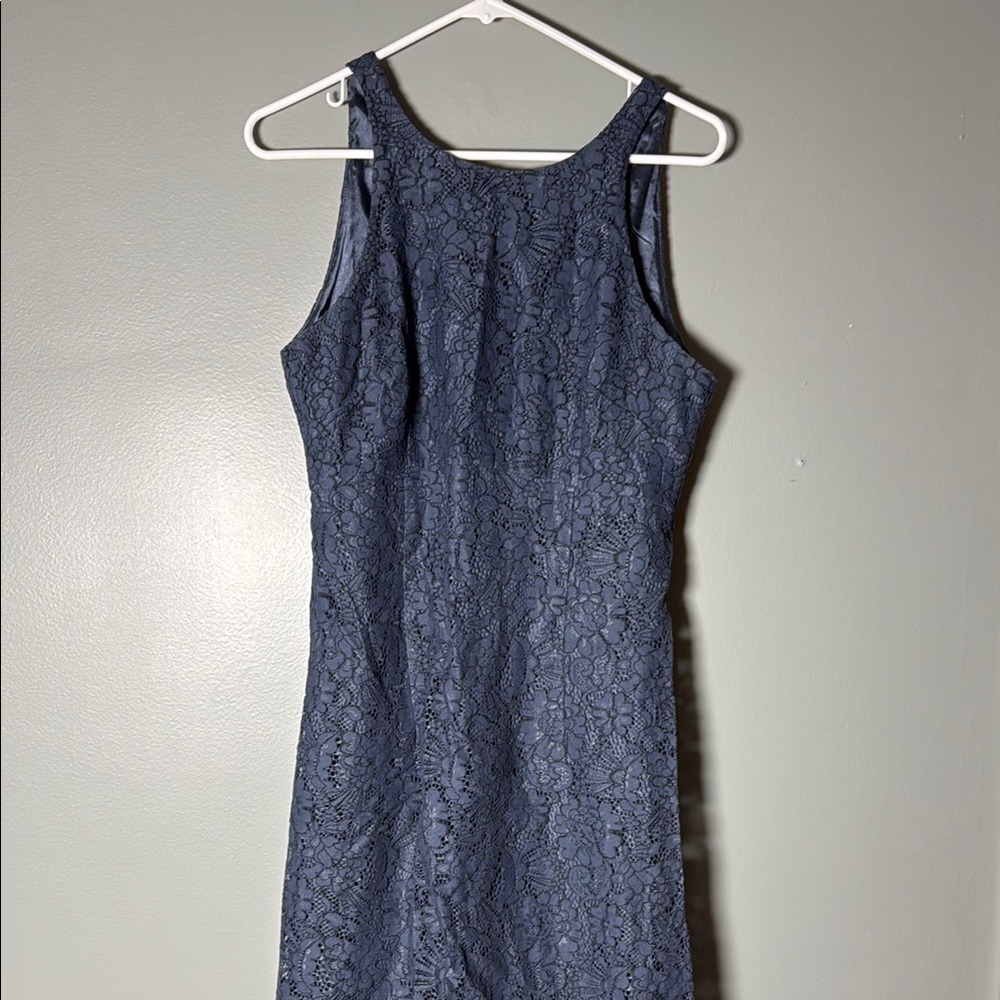 White House Black Market Blue Sleeveless Halter Sheath Dress Knee-Length